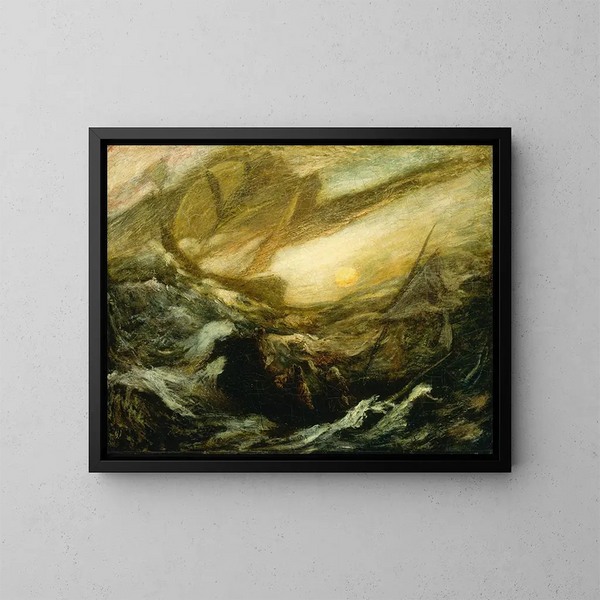 Le Vaisseau fantôme - Albert Pinkham Ryder — inramlat konstverk på väggen