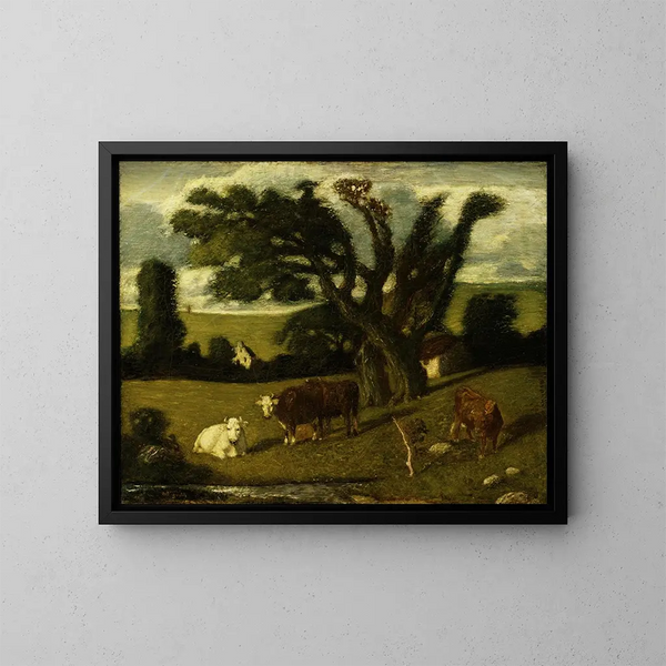 Studie pastoral - Albert Pinkham Ryder — inramlat konstverk på väggen