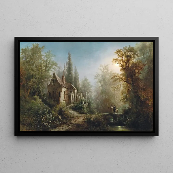 Albert Rieger - A Moonlit Night Over A Chapel And Riders.webp