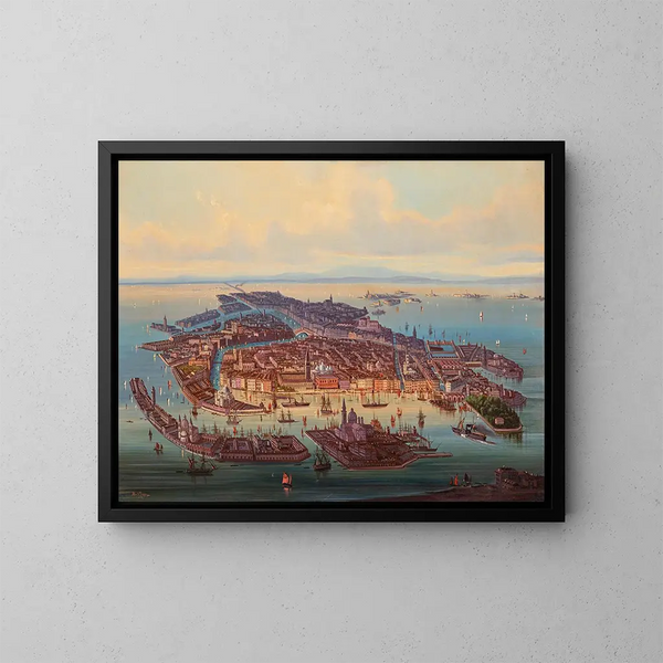 En panoramautsikt över Venedig - Albert Rieger — inramlat konstverk på väggen