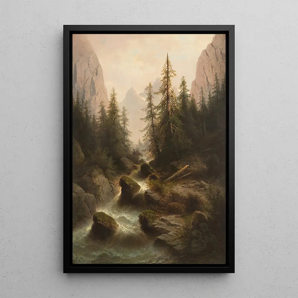 Reproduktion av målningen Ruisseau de montagne - Albert Rieger