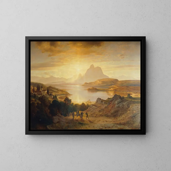 Lac de Lugano - Albert Zimmermann — inramlat konstverk på väggen