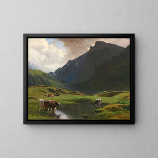 Albert de Meuron - Alpine Landscape With Cows And Goats.webp