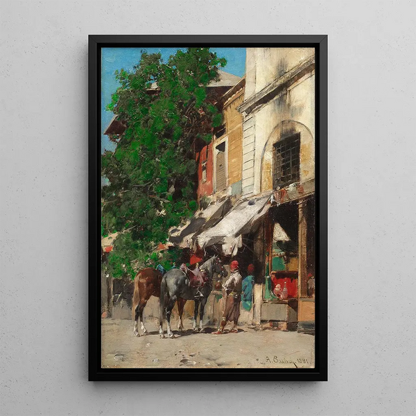 På marknaden i Istanbul - Alberto Pasini — inramlat konstverk på väggen