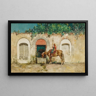 Alberto Pasini - Horseman At A Fountain.webp