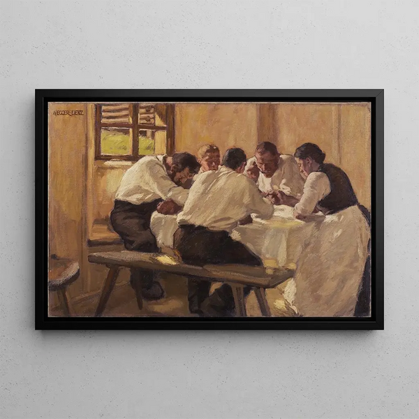 Frukostsopp Version II - Albin Egger-Lienz — inramlat konstverk på väggen