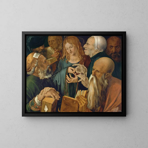 Jesus bland de lärda - Albrecht Dürer — inramlat konstverk på väggen