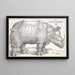 Le Rhinocéros - Albrecht Dürer — inramlat konstverk på väggen
