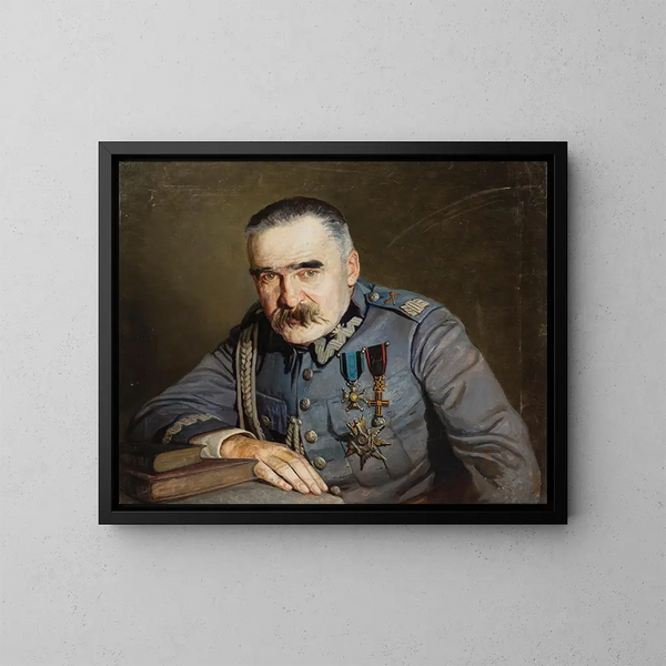 porträttet av Józef Piłsudski - Aleksander Krawczyk — inramlat konstverk på väggen