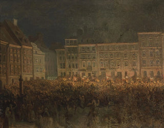 Manifestation patriotique sur la place de la Vieille Ville en 1861 - Aleksander Lesser — vy av konstverket