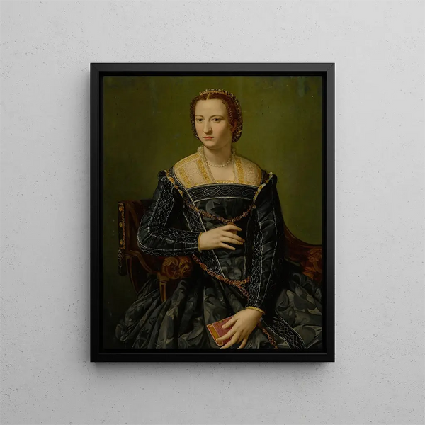Portrait d'une dame en noir - Alessandro Allori — inramlat konstverk på väggen