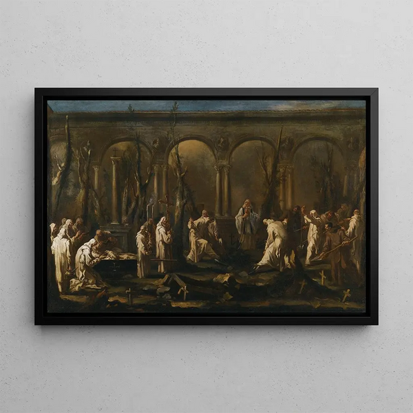 L'Enterrement d'un moine - Alessandro Magnasco — inramlat konstverk på väggen