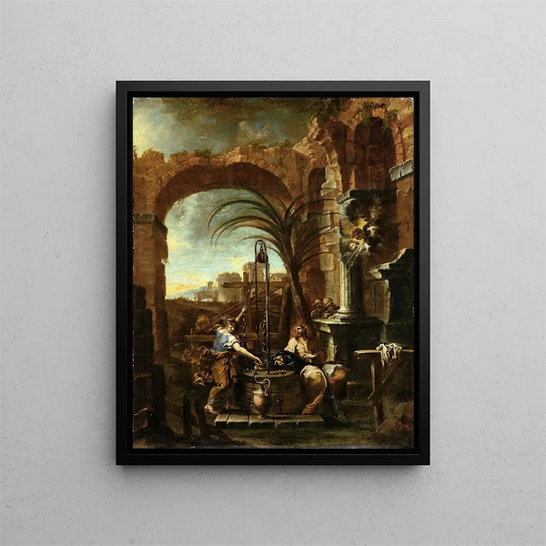 Le Christ et la Samaritaine - Alessandro Magnasco — inramlat konstverk på väggen