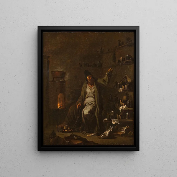 L'Alchimiste - Alessandro Magnasco — inramlat konstverk på väggen