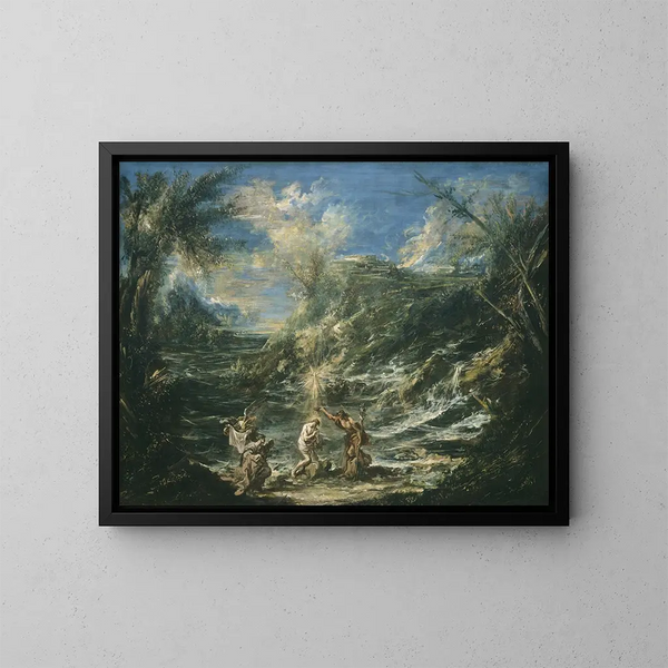 Le Baptême du Christ - Alessandro Magnasco — inramlat konstverk på väggen