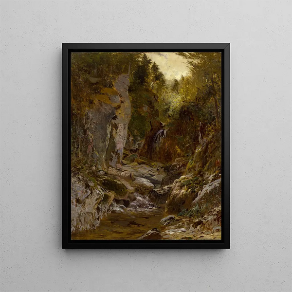 La rivière Opalescente Flume Adirondacks - Alexander Helwig Wyant — inramlat konstverk på väggen