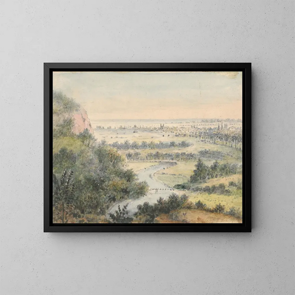 New Haven från East Rock - Alexander Jackson Davis — inramlat konstverk på väggen