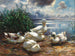 Kanadagäss på Chiemsee-sjön i en stundande storm - Alexander Koester — vy av konstverket