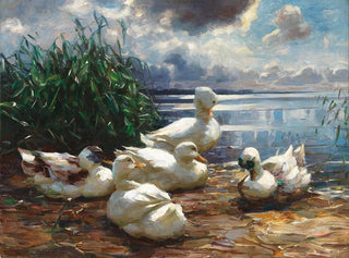 Kanadagäss på Chiemsee-sjön i en stundande storm - Alexander Koester — vy av konstverket