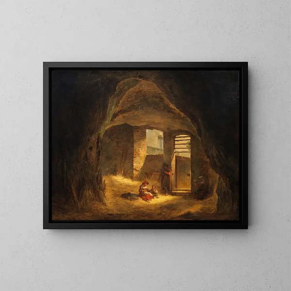 italienska bönder i en antik grotta i Tarpéen-berget - Alexander Laurus — inramlat konstverk på väggen