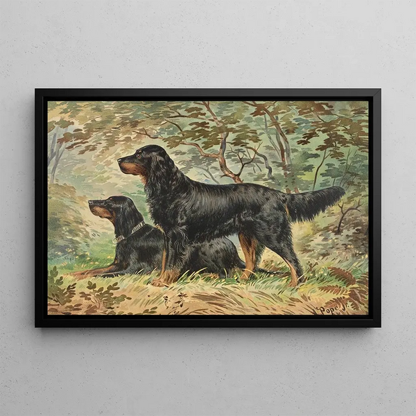 Alexander Pope Jr - Two Gordon Setters facing left one standing one reclining.webp