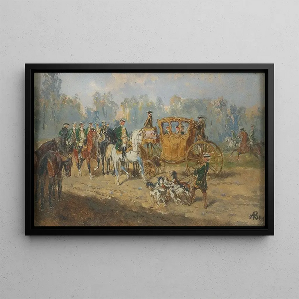La partie de chasse - Alexander von Bensa — inramlat konstverk på väggen
