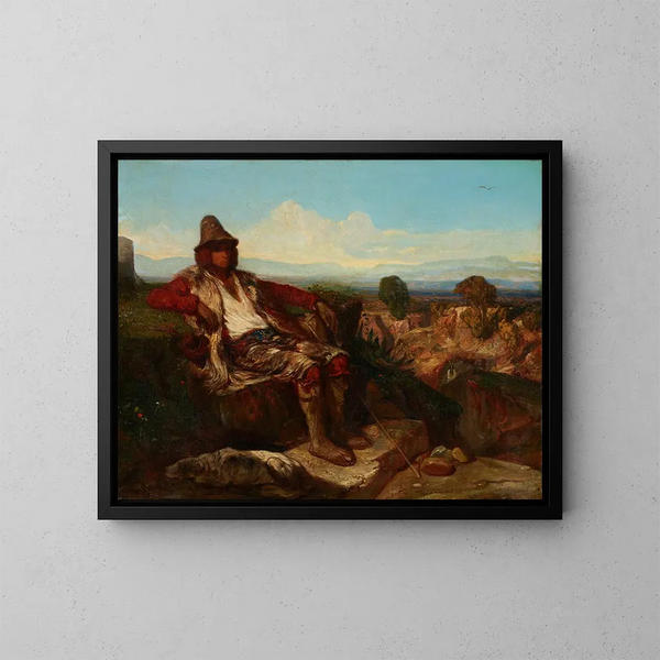 Bergère des Abruzzes - Alexandre-Gabriel Decamps — inramlat konstverk på väggen