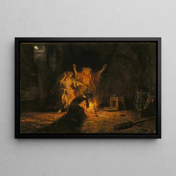 Les Sorcières dans Macbeth - Alexandre-Gabriel Decamps — inramlat konstverk på väggen