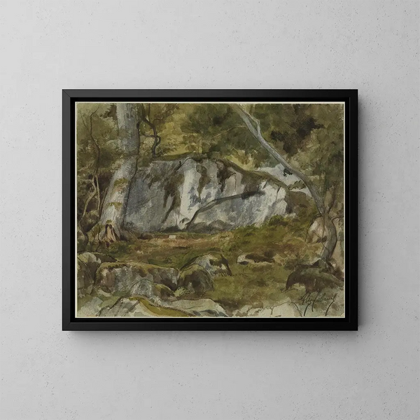 Skog med klippor - Alexandre Cabanel — inramlat konstverk på väggen