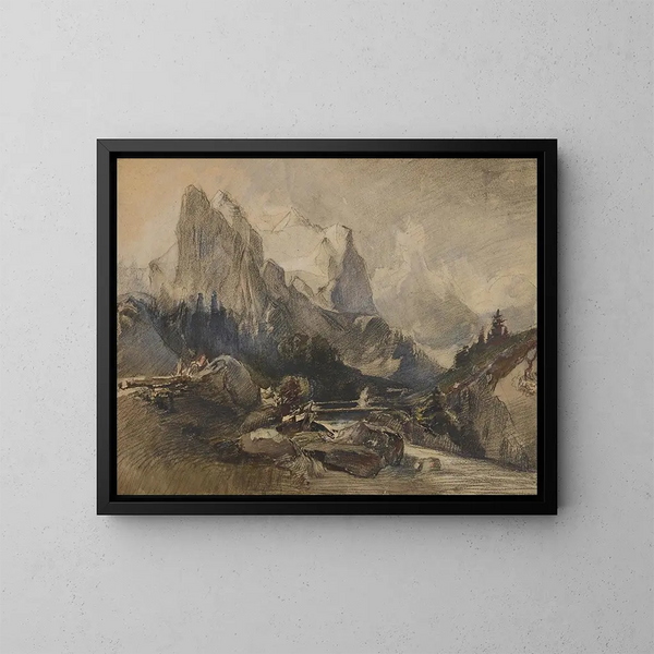 Le Wetterhorn dans l'Oberland bernois - Alexandre Calame — inramlat konstverk på väggen