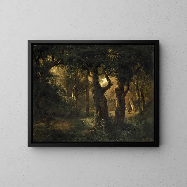 en skog inomhus - Alexandre Calame — inramlat konstverk på väggen