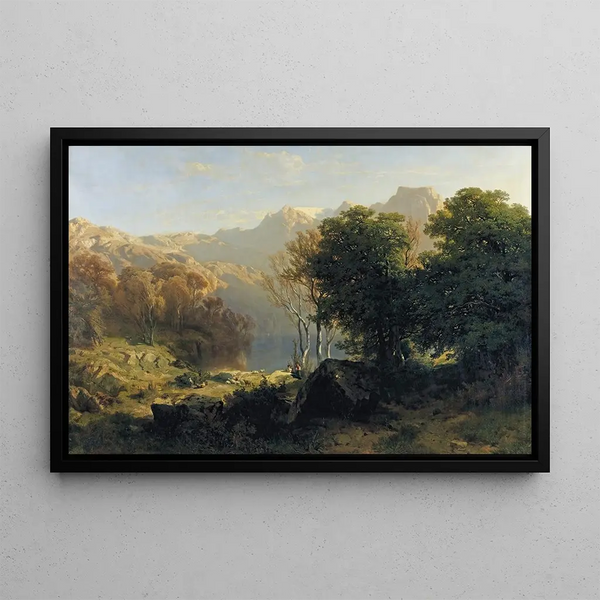 Lucerne-sjön - Alexandre Calame — inramlat konstverk på väggen