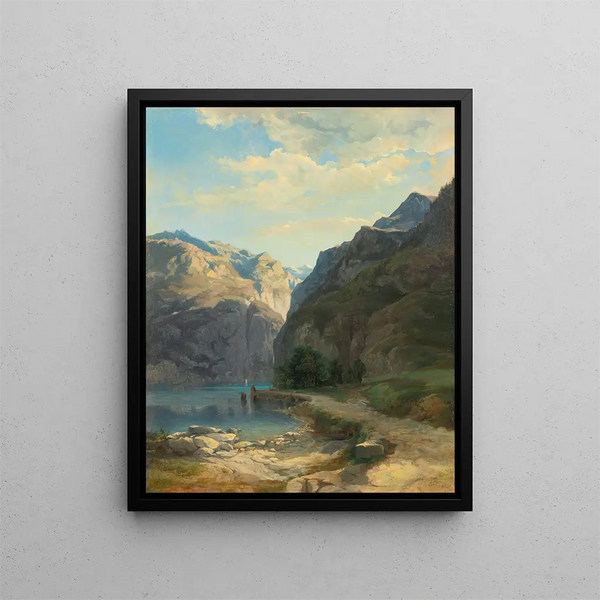 Laxenstrasse - Alexandre Calame — inramlat konstverk på väggen