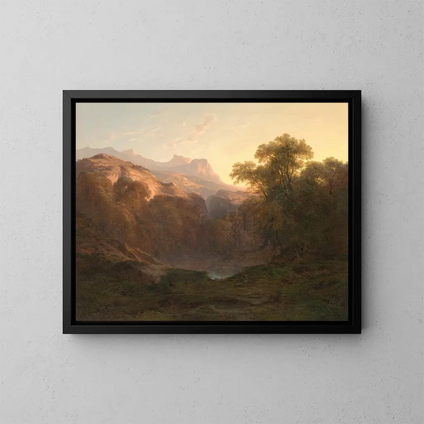 Landskapsbild av berg - Alexandre Calame — inramlat konstverk på väggen