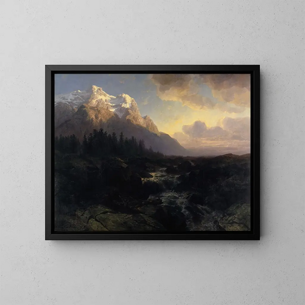 La vallée de Rosenlaui avec le Wetterhorn - Alexandre Calame — inramlat konstverk på väggen