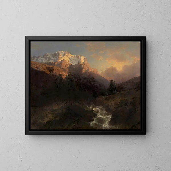 Le Wetterhorn - Alexandre Calame — inramlat konstverk på väggen