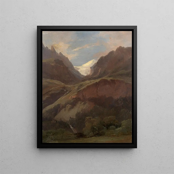 Vue sur le Wetterhorn et le Reichenbach depuis Meiringen - Alexandre Calame — inramlat konstverk på väggen