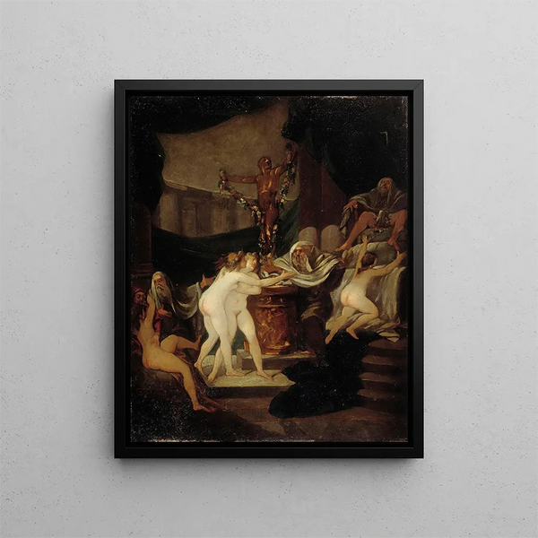La Fête de Bacchus - Alexandre-Évariste Fragonard — inramlat konstverk på väggen