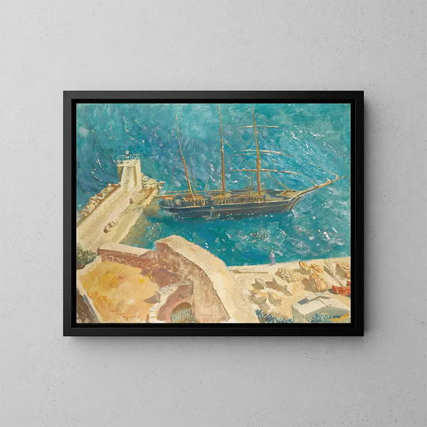 Vue du port de Calvi - Alexandre Iacovleff — inramlat konstverk på väggen