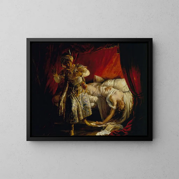 Othello och Desdemona - Alexandre Marie Colin — inramlat konstverk på väggen