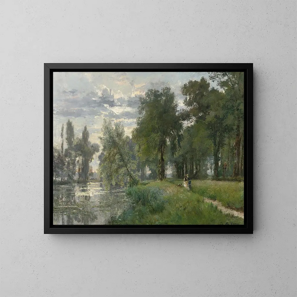 Marcher au bord de la rivière - Alexandre René Véron — inramlat konstverk på väggen