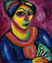en kvinna med en grön fan - Alexej von Jawlensky — vy av konstverket