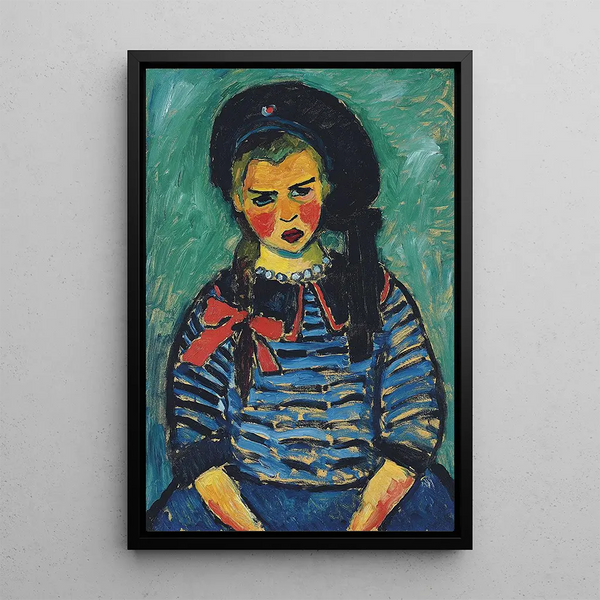 Flicka med röd rosett - Alexej von Jawlensky — inramlat konstverk på väggen