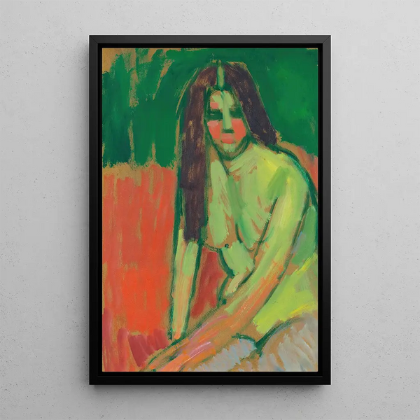 Reproduktion av målningen Demi-nu sittande lutande med långa hår - Alexej von Jawlensky
