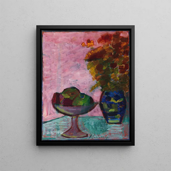 stilleben med fruktskål och blomvas - Alexej von Jawlensky — inramlat konstverk på väggen