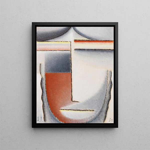 en abstrakt huvud i vinteratmosfär - Alexej von Jawlensky — inramlat konstverk på väggen