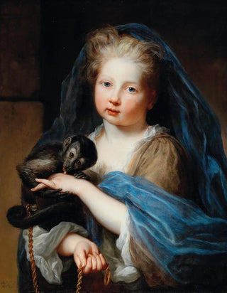 Alexis Simon Belle - Portrait Of A Young Girl Holding A Monkey.webp