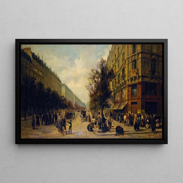 Alfred Decaen - Queue la porte dune picerie angle de la rue Raumur et du boulevard Sbastopol en novembre 1870.webp