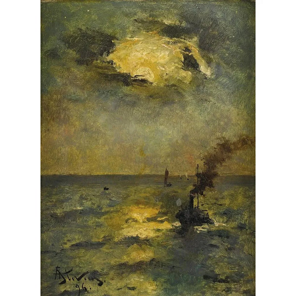 Reproduktion av målningen av Navires Soleil som skär genom molnen - Alfred George Stevens