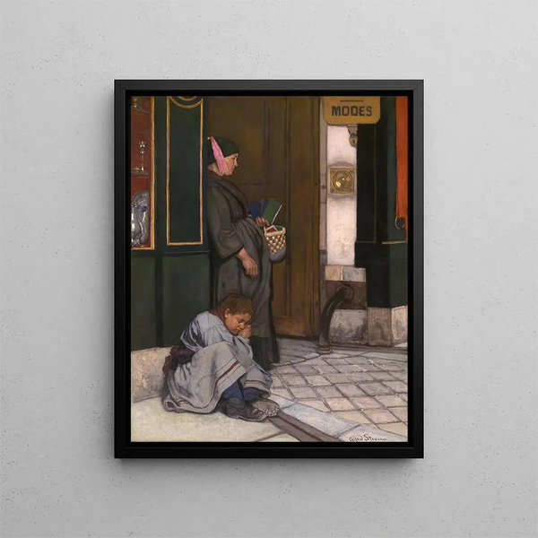La mendicité tolérée - Alfred Stevens — inramlat konstverk på väggen
